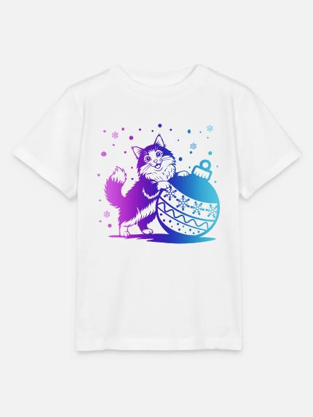 Kätzchen in einem Winter-Kugelverlauf - Stanley/Stella Kinder T-Shirt MINI CREATOR - Weiß