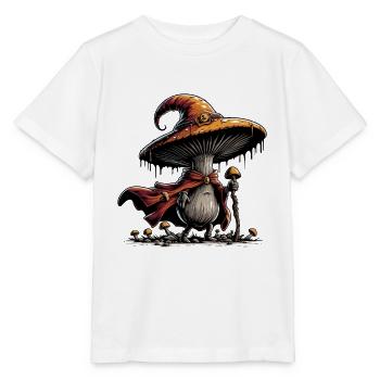 Pilz Zauberer mit Umhang - Stanley/Stella Kinder T-Shirt MINI CREATOR  - Weiß - Vorne - Maike (125cm)