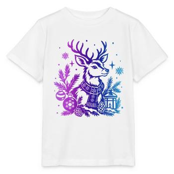 Winterhirsche mit Farbverlauf und Ornamenten - Stanley/Stella Kinder T-Shirt MINI CREATOR  - Weiß - Vorne - Maike (125cm)