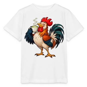  Hahn mit Matcha Latte – Lustiges Tiermotiv - Stanley/Stella Kinder T-Shirt MINI CREATOR  - Weiß - Vorne - Maike (125cm)