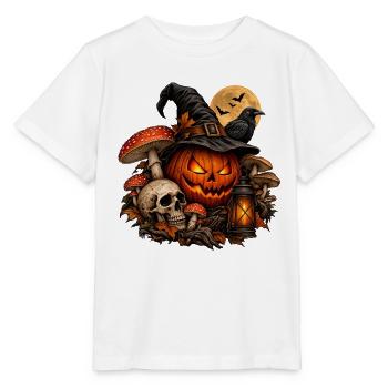 Dunkle Magie: Exklusives Halloween-Design - Stanley/Stella Kinder T-Shirt MINI CREATOR  - Weiß - Vorne - Maike (125cm)