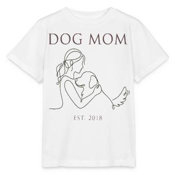 Hundemama Linienkunst mit Welpen - Stanley/Stella Kinder T-Shirt MINI CREATOR  - Weiß - Vorne - Maike (125cm)