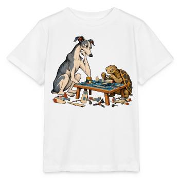 Windhund und Schildkröte beim Modellbau - Stanley/Stella Kinder T-Shirt MINI CREATOR  - Weiß - Vorne - Maike (125cm)