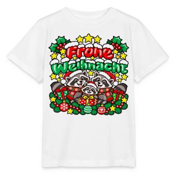 Frohe Weihnachten Waschbären - Stanley/Stella Kinder T-Shirt MINI CREATOR  - Weiß - Vorne - Maike (125cm)
