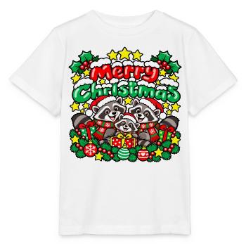 Raccoons Christmas Cheer Trio - Stanley/Stella Kinder T-Shirt MINI CREATOR  - Weiß - Vorne - Maike (125cm)