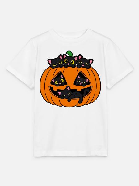 Katzen in einem Halloween-Kürbis - Stanley/Stella Kinder T-Shirt MINI CREATOR  - Weiß