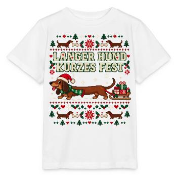 Weihnachtsdackel - Langer Hund kurzes Fest - Stanley/Stella Kinder T-Shirt MINI CREATOR  - Weiß - Vorne - Maike (125cm)