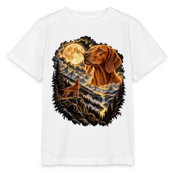 Spitz Hund Mondschein Bergwelt - Stanley/Stella Kinder T-Shirt MINI CREATOR  - Weiß - Vorne - Maike (125cm)