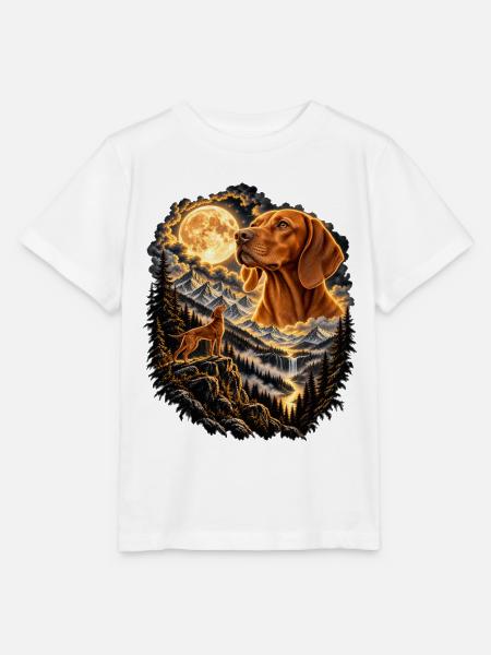 Spitz Hund Mondschein Bergwelt - Stanley/Stella Kinder T-Shirt MINI CREATOR - Weiß