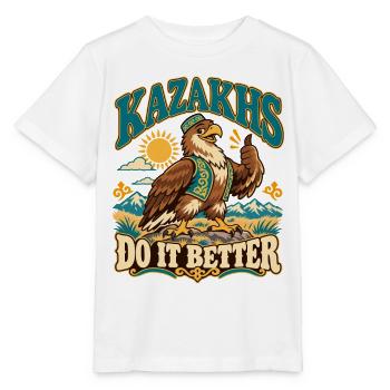 Kasachstan Retro Kultur und Stolz - Stanley/Stella Kinder T-Shirt MINI CREATOR  - Weiß - Vorne - Maike (125cm)