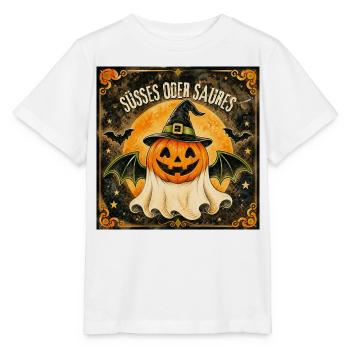 Süßes oder Saures Halloween-Kürbis - Stanley/Stella Kinder T-Shirt MINI CREATOR  - Weiß - Vorne - Maike (125cm)