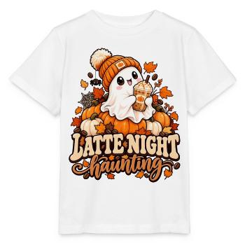 Kürbis Latte Nacht Spuk - Stanley/Stella Kinder T-Shirt MINI CREATOR  - Weiß - Vorne - Maike (125cm)