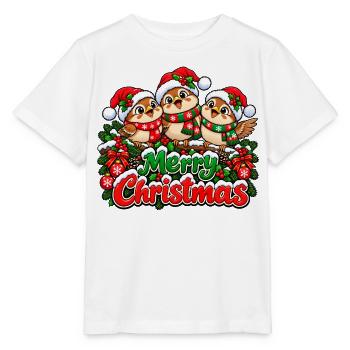 Drei Meisen Frohe Weihnachten - Stanley/Stella Kinder T-Shirt MINI CREATOR  - Weiß - Vorne - Maike (125cm)