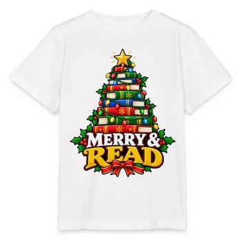Merry & Read Buch-Weihnachtsbaum - Stanley/Stella Kinder T-Shirt MINI CREATOR  - Weiß - Vorne - Maike (125cm)