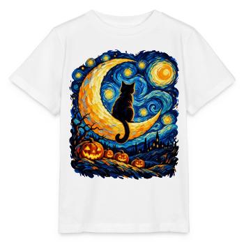 Mondkatze im Sternennacht-Labyrinth - Stanley/Stella Kinder T-Shirt MINI CREATOR  - Weiß - Vorne - Maike (125cm)