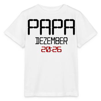 Geburt Baby Papa, Dezember 2026 - Stanley/Stella Kinder T-Shirt MINI CREATOR  - Weiß - Vorne - Maike (125cm)