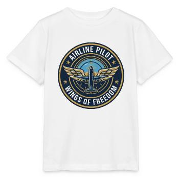 Airline Pilot Aviator Wings Horizon Badge Geschenk - Stanley/Stella Kinder T-Shirt MINI CREATOR  - Weiß - Vorne - Maike (125cm)