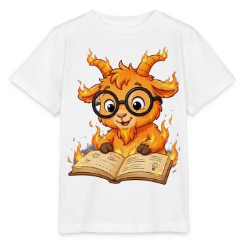 Leseratte Feuer Ziege Shirt 2027  - Stanley/Stella Kinder T-Shirt MINI CREATOR  - Weiß - Vorne - Maike (125cm)