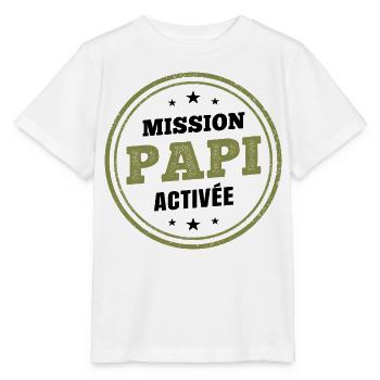 Opa Mission aktiviert | Humoristi Schwangerschaftsdurchsage - Stanley/Stella Kinder T-Shirt MINI CREATOR  - Weiß - Vorne - Maike (125cm)