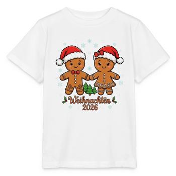 Weihnachten 2026 Lebkuchenmann & Lebkuchenfrau - Stanley/Stella Kinder T-Shirt MINI CREATOR  - Weiß - Vorne - Maike (125cm)