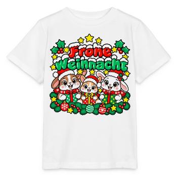 Frohe Weihnachten Kuschelhasen Trio - Stanley/Stella Kinder T-Shirt MINI CREATOR  - Weiß - Vorne - Maike (125cm)