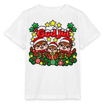 Fröhliche Weihnachten – Otterfamilien-Design - Stanley/Stella Kinder T-Shirt MINI CREATOR  - Weiß - Vorne - Maike (125cm)