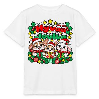 Frohe Weihnachten Lächelnder Hase - Stanley/Stella Kinder T-Shirt MINI CREATOR  - Weiß - Vorne - Maike (125cm)
