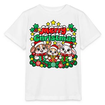 Freudiges Hasen-Weihnachten - Stanley/Stella Kinder T-Shirt MINI CREATOR  - Weiß - Vorne - Maike (125cm)