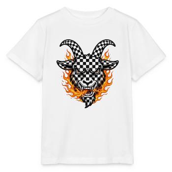 Racing Fire Goat 2027 - Checkered  - Stanley/Stella Kinder T-Shirt MINI CREATOR  - Weiß - Vorne - Maike (125cm)