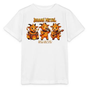 BAAAH METAL Fire Goat Shirt rocker Metal Ziege - Stanley/Stella Kinder T-Shirt MINI CREATOR  - Weiß - Vorne - Maike (125cm)