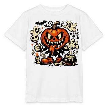 Gruseliger Kürbis Geist Fledermaus Kostüm - Stanley/Stella Kinder T-Shirt MINI CREATOR  - Weiß - Vorne - Maike (125cm)
