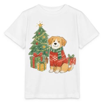 Weihnachtshund im Pullover - Stanley/Stella Kinder T-Shirt MINI CREATOR  - Weiß - Vorne - Maike (125cm)