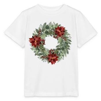 Winterkranz mit roten Poinsettien - Stanley/Stella Kinder T-Shirt MINI CREATOR  - Weiß - Vorne - Maike (125cm)