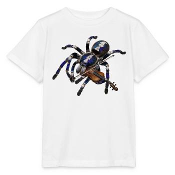 Vogelspinne mit Geige - Stanley/Stella Kinder T-Shirt MINI CREATOR  - Weiß - Vorne - Maike (125cm)