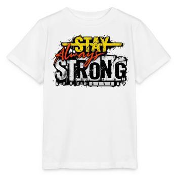 Stay Strong Never Give Up – Motivation Streetwear - Stanley/Stella Kinder T-Shirt MINI CREATOR  - Weiß - Vorne - Maike (125cm)