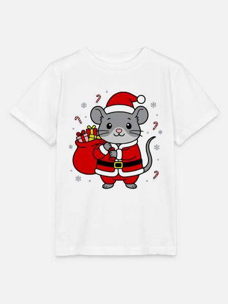Niedlicher Kawaii-Maus-Weihnachtssack - Stanley/Stella Kinder T-Shirt MINI CREATOR  - Weiß