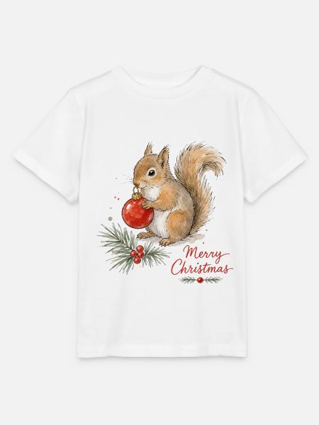 Weihnachtseichhörnchen mit Ornament - Stanley/Stella Kinder T-Shirt MINI CREATOR - Weiß