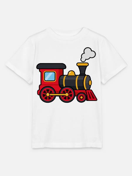 Lokomotive – Niedliche Dampflok für Eisenbahnfans - Stanley/Stella Kinder T-Shirt MINI CREATOR - Weiß