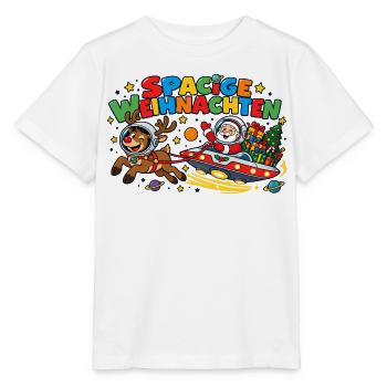 Spacige Weihnachten Astronaut Santa - Stanley/Stella Kinder T-Shirt MINI CREATOR  - Weiß - Vorne - Maike (125cm)