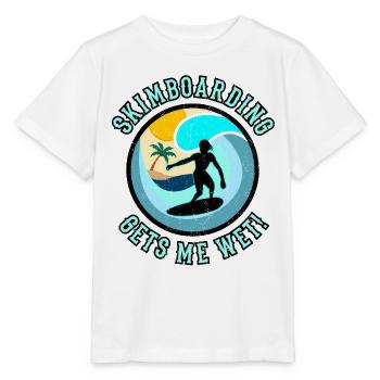 Le skimboard me mouille ! Skimboard Femmes Dicton - T-shirt bio MINI CREATOR Stanley/Stella Enfant - blanc - Devant - Maike (125cm)