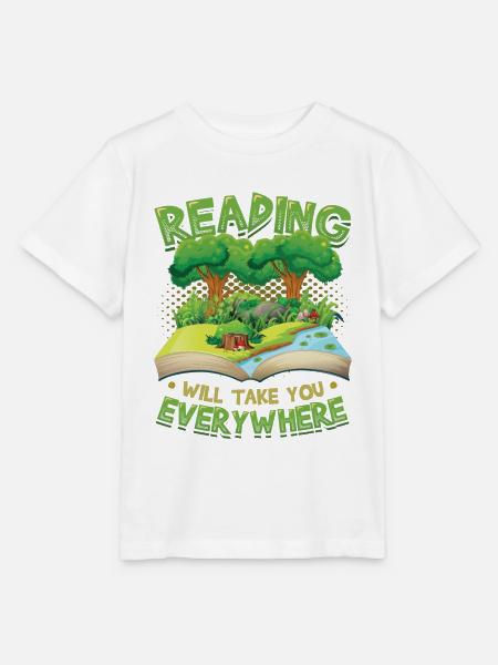 Lesen Bringt Dich Überall Hin, Buch Lesen. - Stanley/Stella Kinder T-Shirt MINI CREATOR - Weiß