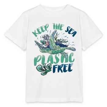 Haltet Das Meer Plastikfrei Rettet Den Ozean. - Stanley/Stella Kinder T-Shirt MINI CREATOR  - Weiß - Vorne - Maike (125cm)