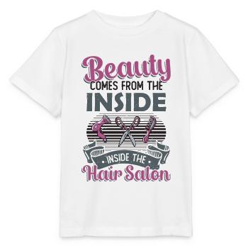 Beauty comes from inside the hair salon - Stanley/Stella MINI CREATOR Kids’ T-Shirt - white - Front - Maike (125cm)