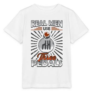Les vrais hommes utilisent trois pédales, le changement de vitesse automatique. - T-shirt bio MINI CREATOR Stanley/Stella Enfant - blanc - Devant - Maike (125cm)