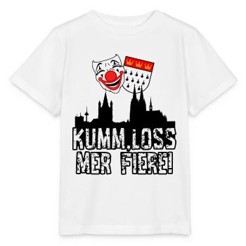 Karneval Kostüm Kölle Alaaf Köln loss mer fiere! - Stanley/Stella Kinder T-Shirt MINI CREATOR  - Weiß - Vorne - Maike (125cm)