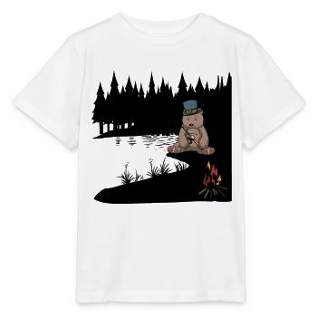 Nature sauvage Ours brun Ange Pêcheur Lac Amoureux de la nature - T-shirt bio MINI CREATOR Stanley/Stella Enfant - blanc - Devant - Maike (125cm)