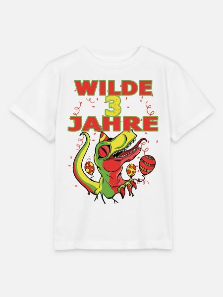 Wilde 3 Jahre 3. Geburtstag Dino Dinosaurier trex - Stanley/Stella Kinder T-Shirt MINI CREATOR - Weiß
