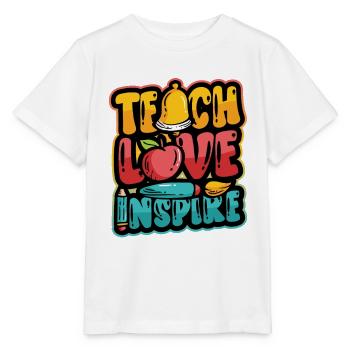 Les enseignants enseignent, l’amour inspire - T-shirt bio MINI CREATOR Stanley/Stella Enfant - blanc - Devant - Maike (125cm)