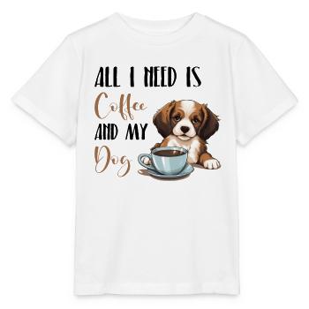 Weltkaffeetag mit Hund - Stanley/Stella Kinder T-Shirt MINI CREATOR  - Weiß - Vorne - Maike (125cm)