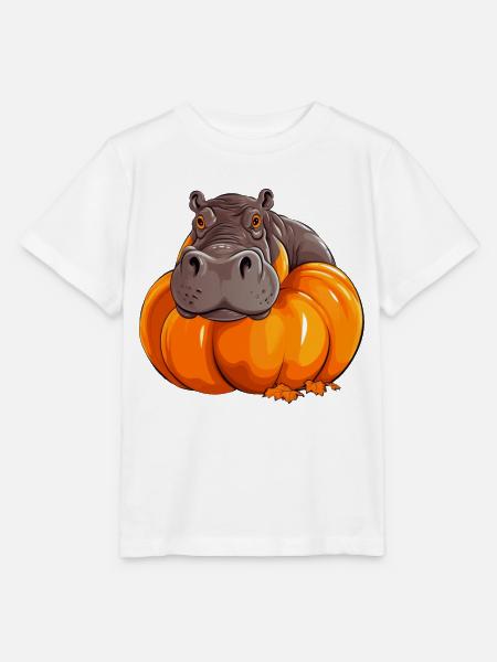 Nilpferd Nilpferd Kürbis Faules Halloween - Stanley/Stella Kinder T-Shirt MINI CREATOR  - Weiß